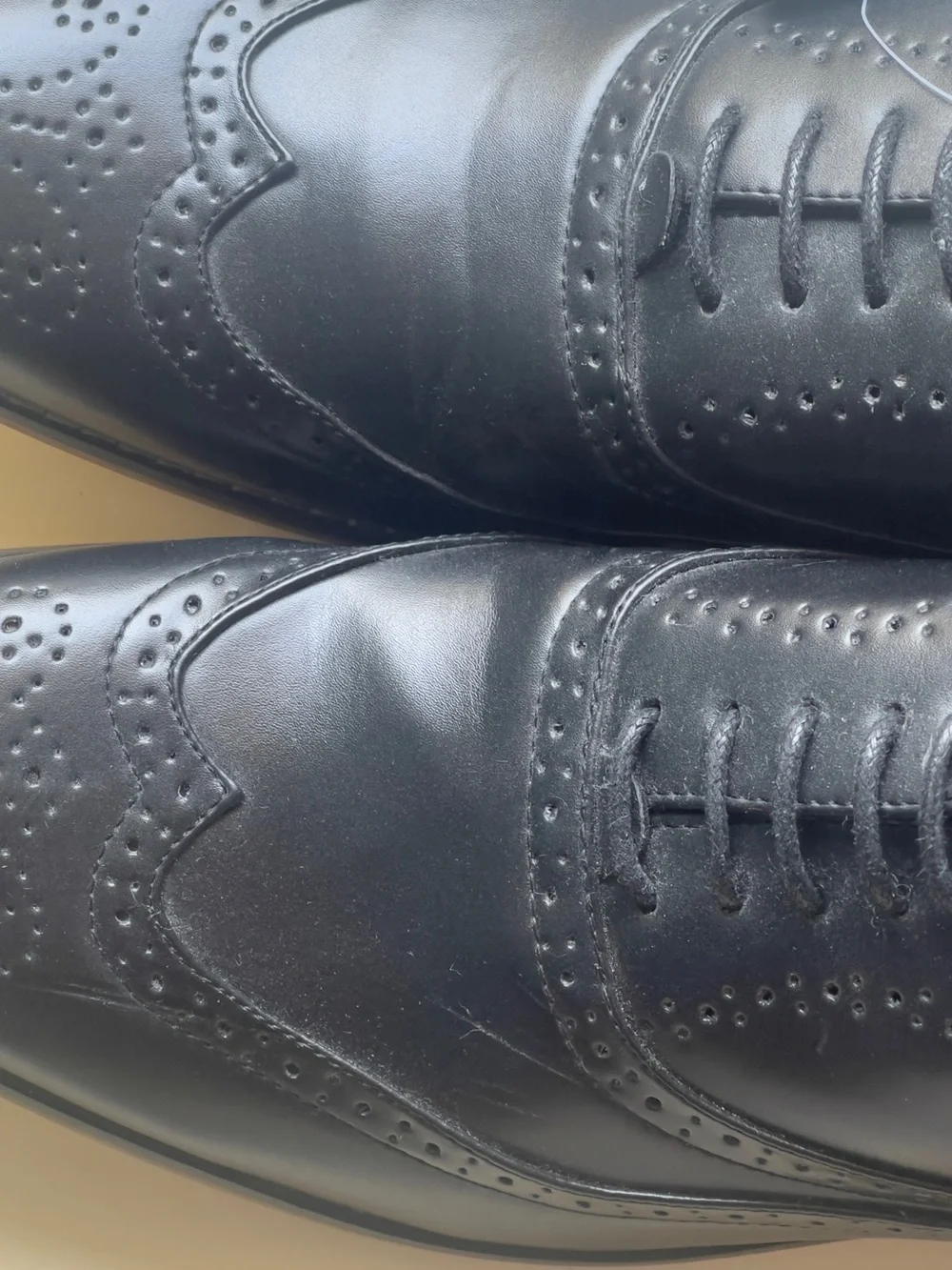 Gino Vitale Black Leather Wingtip Derby Shoes